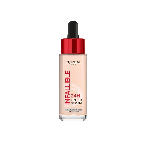 Infallible 24H Tinted Serum with 1% Hyaluronic Acid for Radiant Hydrated Skin, Light to Medium Coverage, 30ml